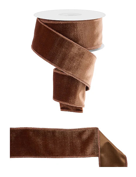 2.5 Inch By 10 Yard Chocolate Deluxe Velvet With Satin Backing Ribbon
