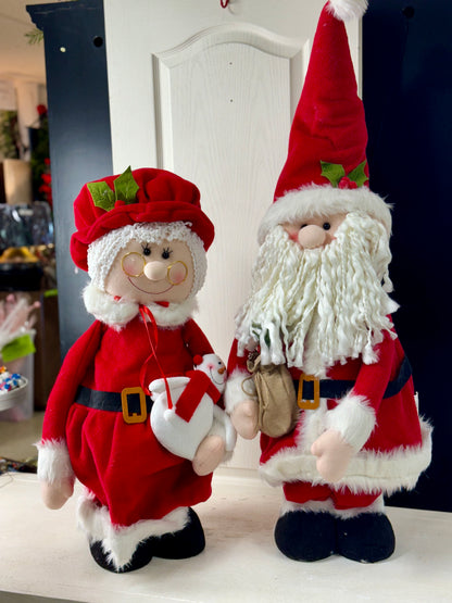 42 Inch Holiday Telescoping Santa And Mrs. Claus