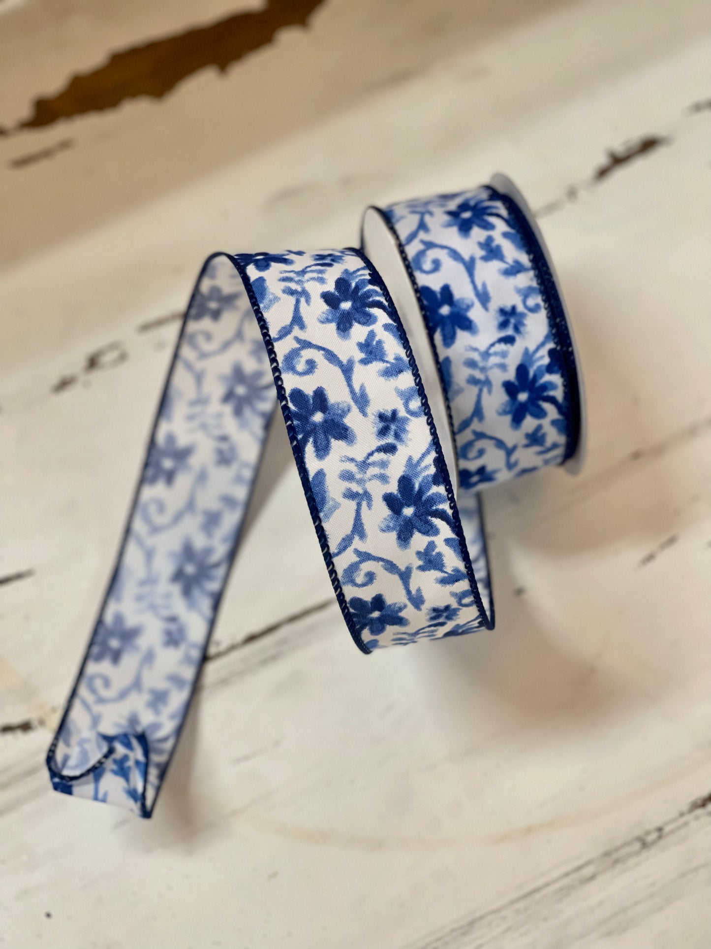 1.5 Inch By 10 Yard Blue Watercolor Ribbon