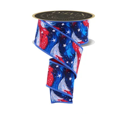 2.5 Inch By 10 Yard Patriotic Cosmic Stars Fused Ribbon