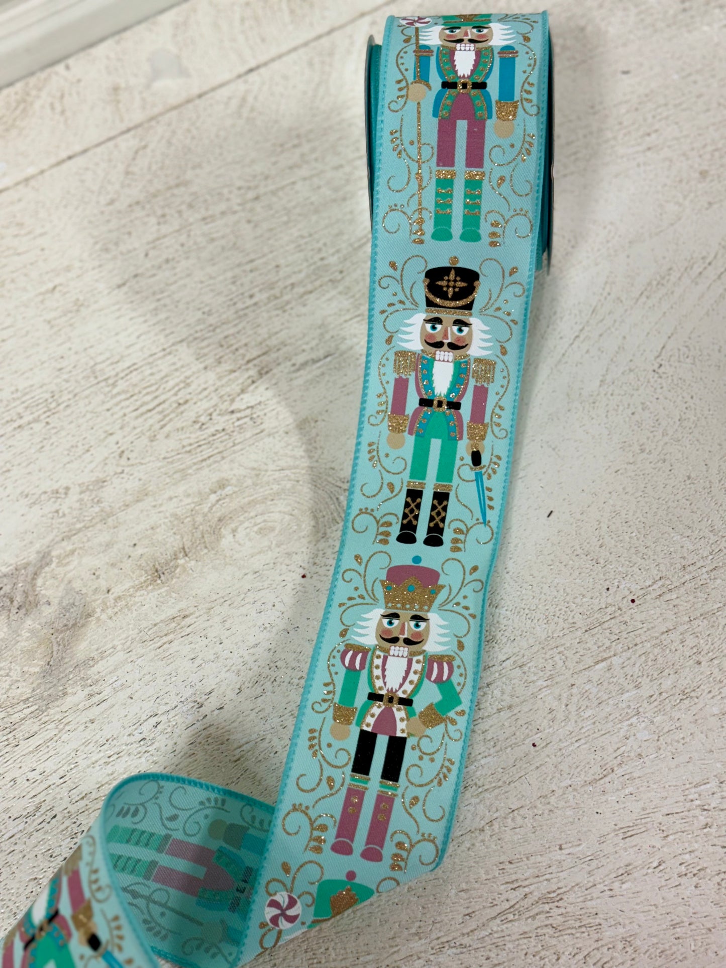 2.5 Inch bY 10 Yard Ice Blue Nutcracker Ribbon