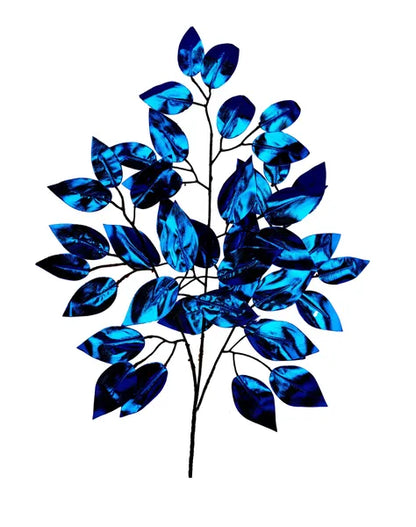 23 Inch Ice Blue Metallic Ficus Spray