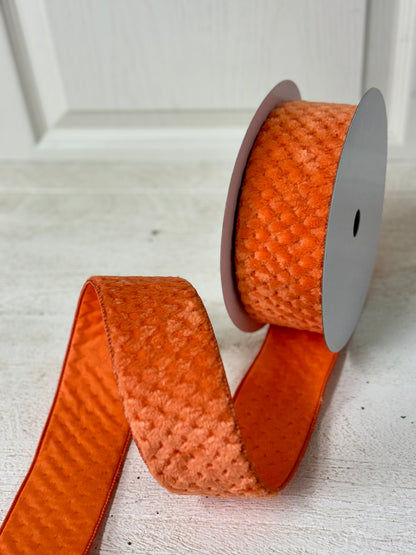 2.5 Inch By 10 Yard Orange Sherpa Quatrefoil Pattern Ribbon