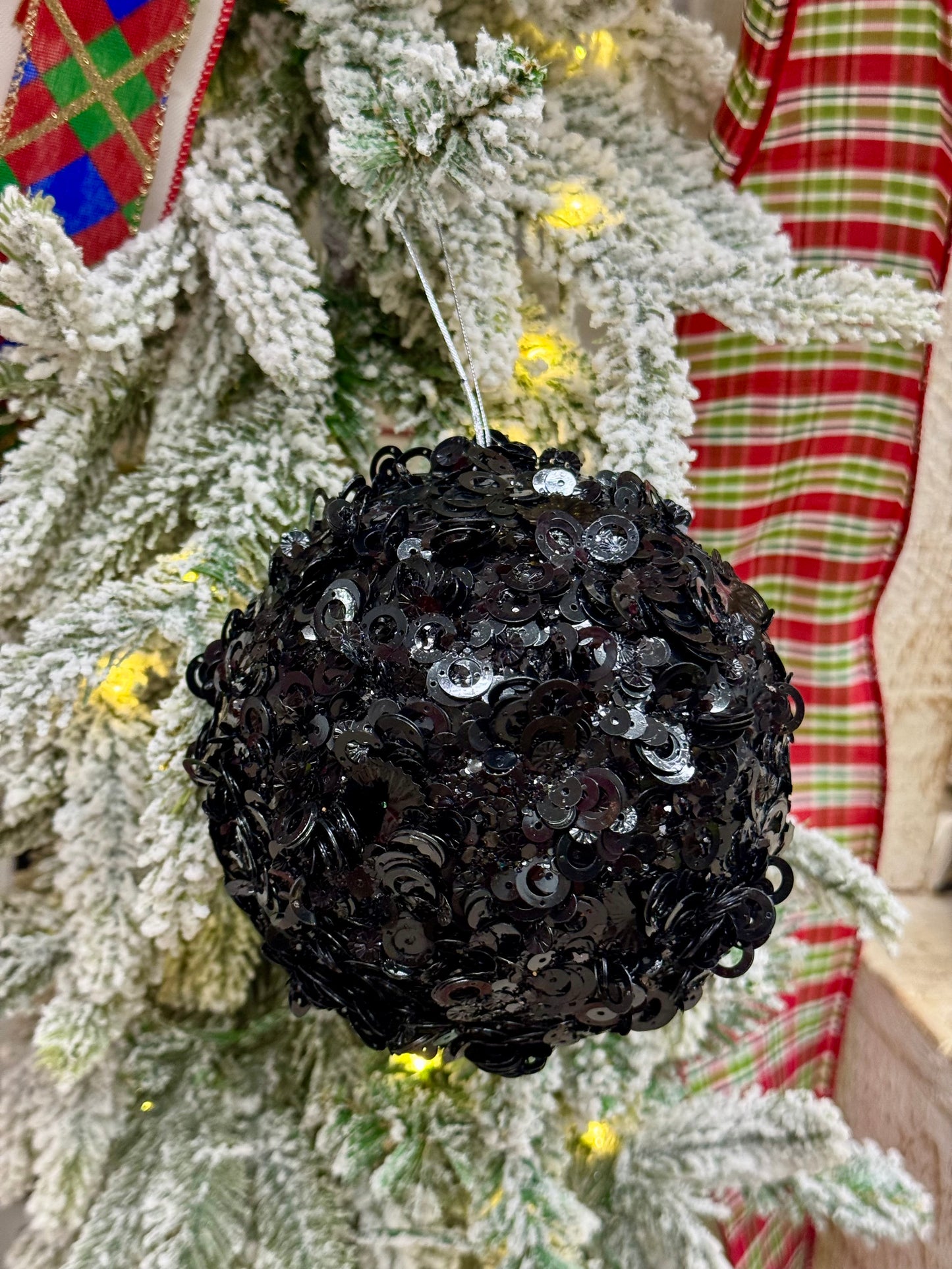 5 Inch Black Sequin Glitter Ornament