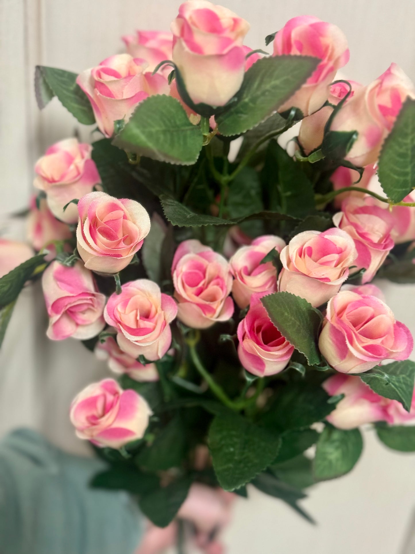 19 Inch Pink Rose Bud Bush