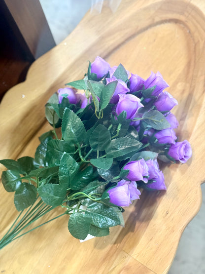 19 Inch Purple Rose Bud Bush