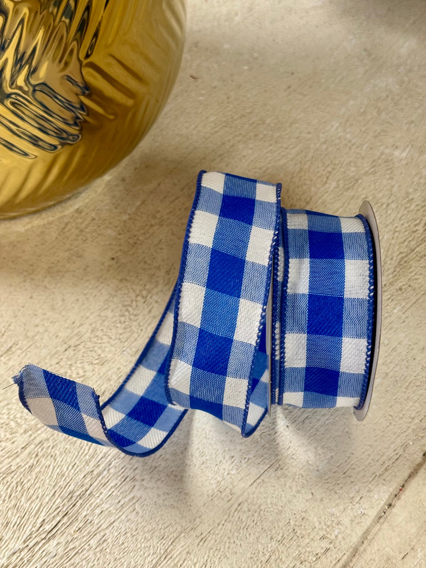 1.5 Inch By 10 Yard Royal Blue Celine Check Plaid Ribbon