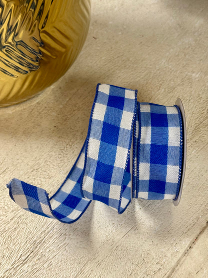 1.5 Inch By 10 Yard Royal Blue Celine Check Plaid Ribbon