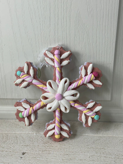 8 Inch Clay Dough Multicolor Snowflake Ornament