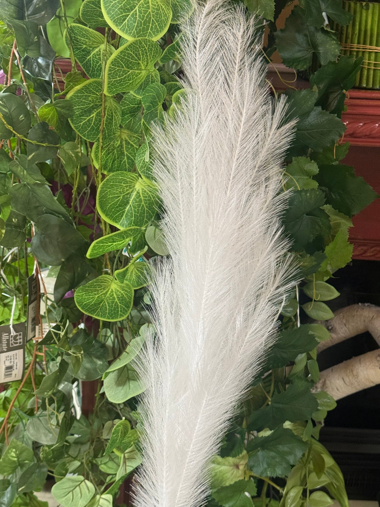 45.25 Inch White Feather Reed Spray