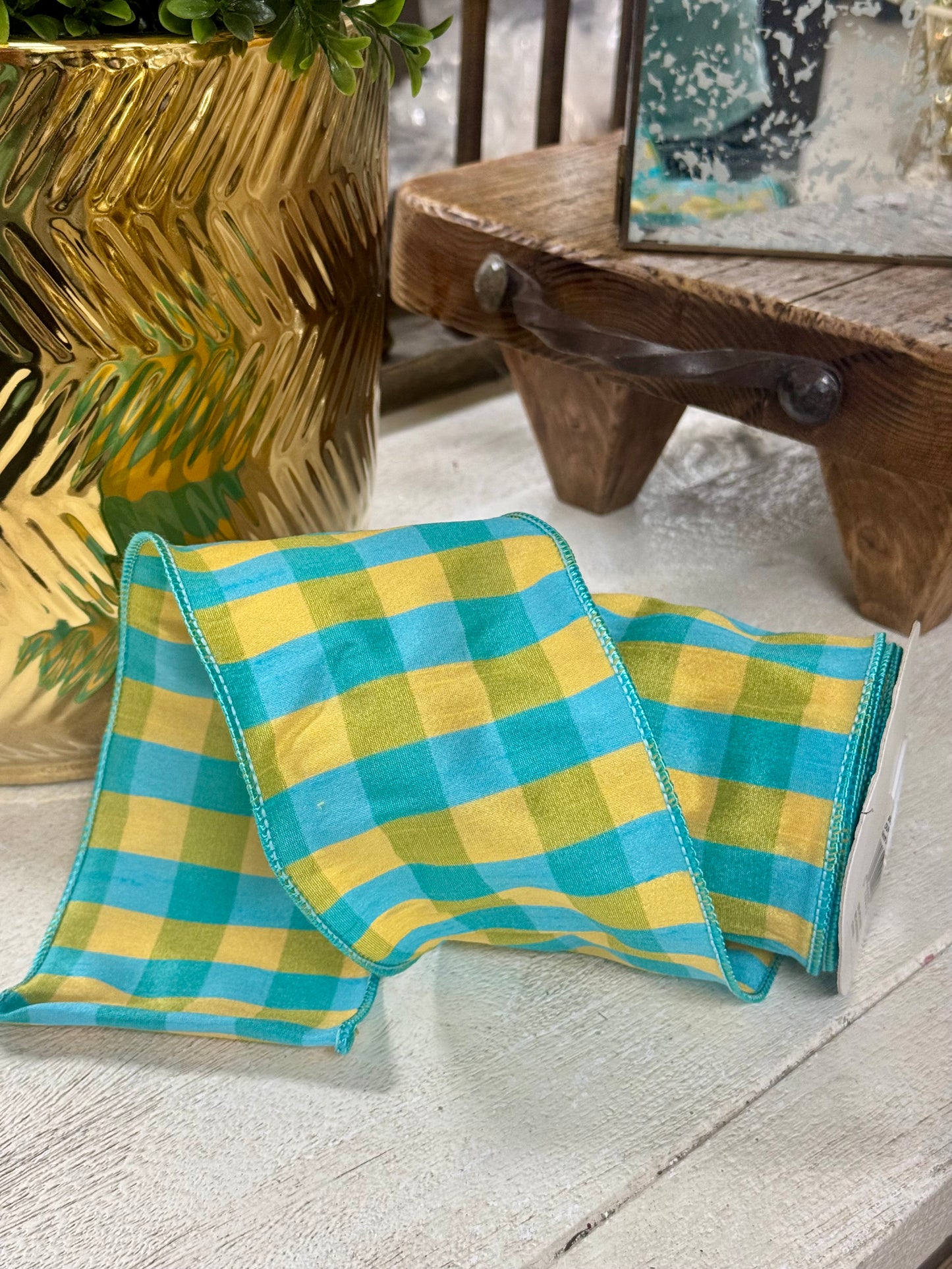 4 Inch By 10 Yard Sunshine Plaid Dupioni Ribbon