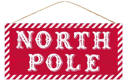 12.5 Inch Red And White North Pole Sign