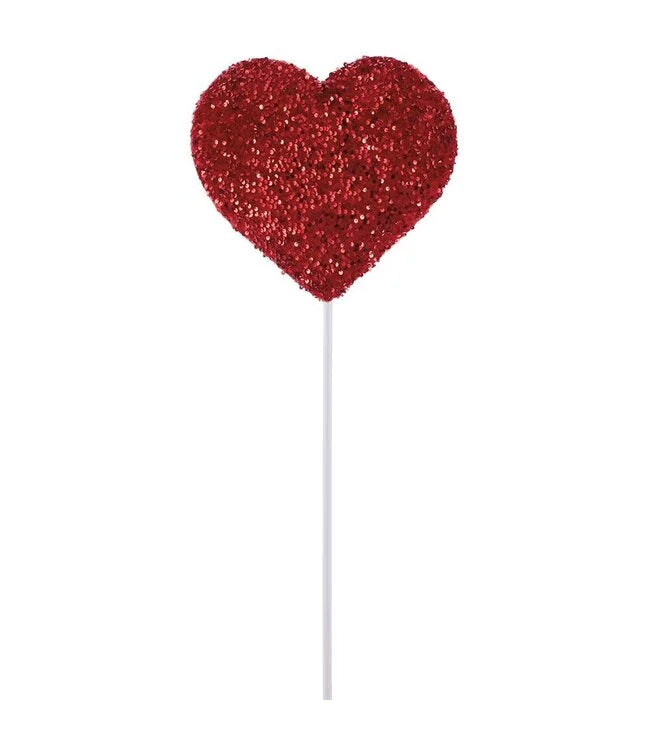 34 Inch Red Sequin Heart Pick