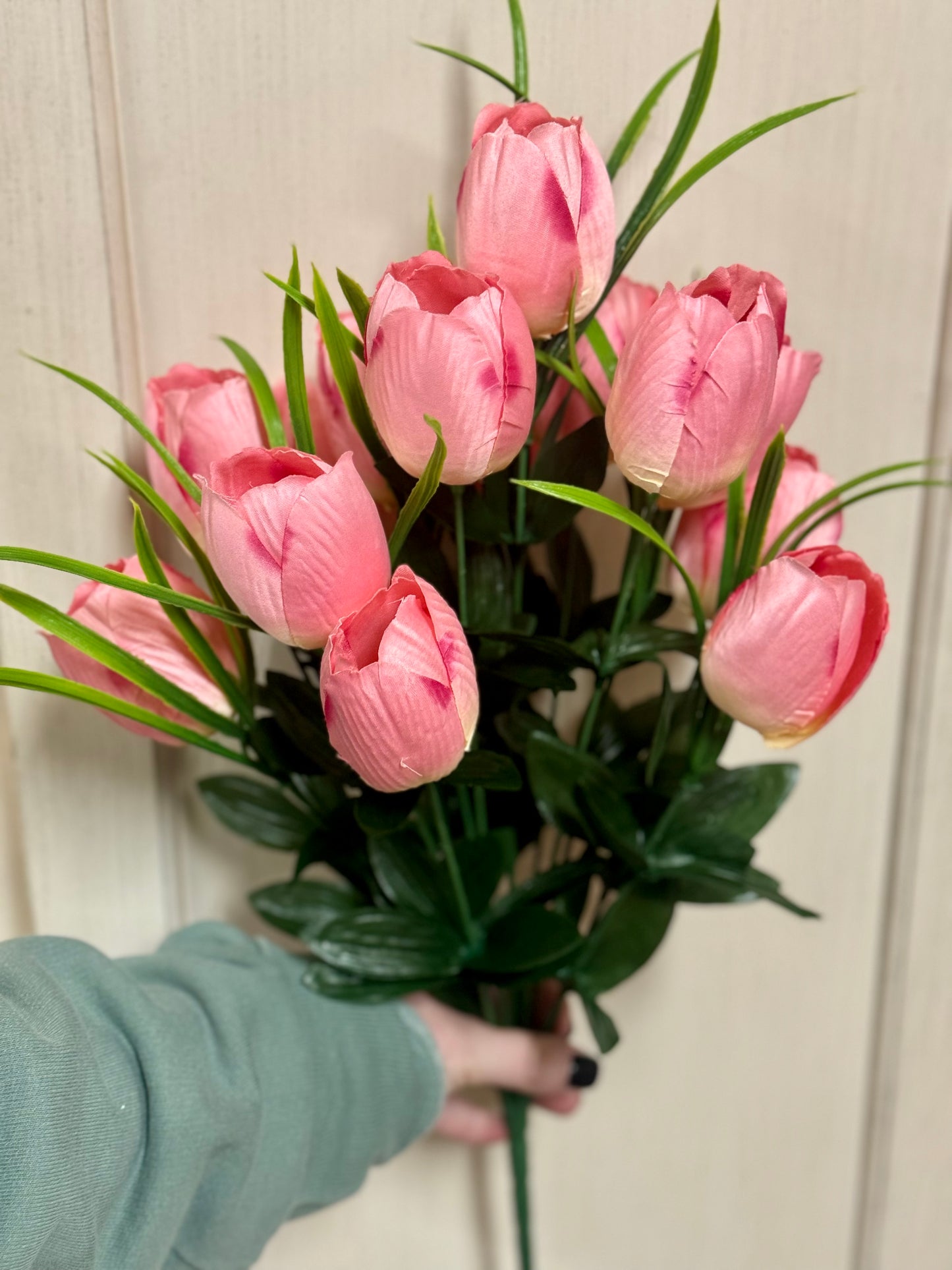 19 Inch Pink Tulip Floral Bush