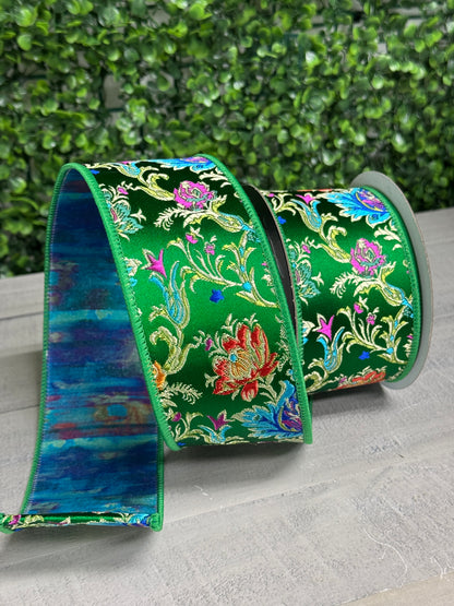 Farrisilk 2.5 Inch By 5 Yard Emerald Enchanted Garden Ribbon