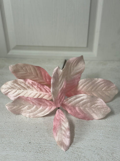 19 Inch Pink Velvet Magnolia Leaf Spray