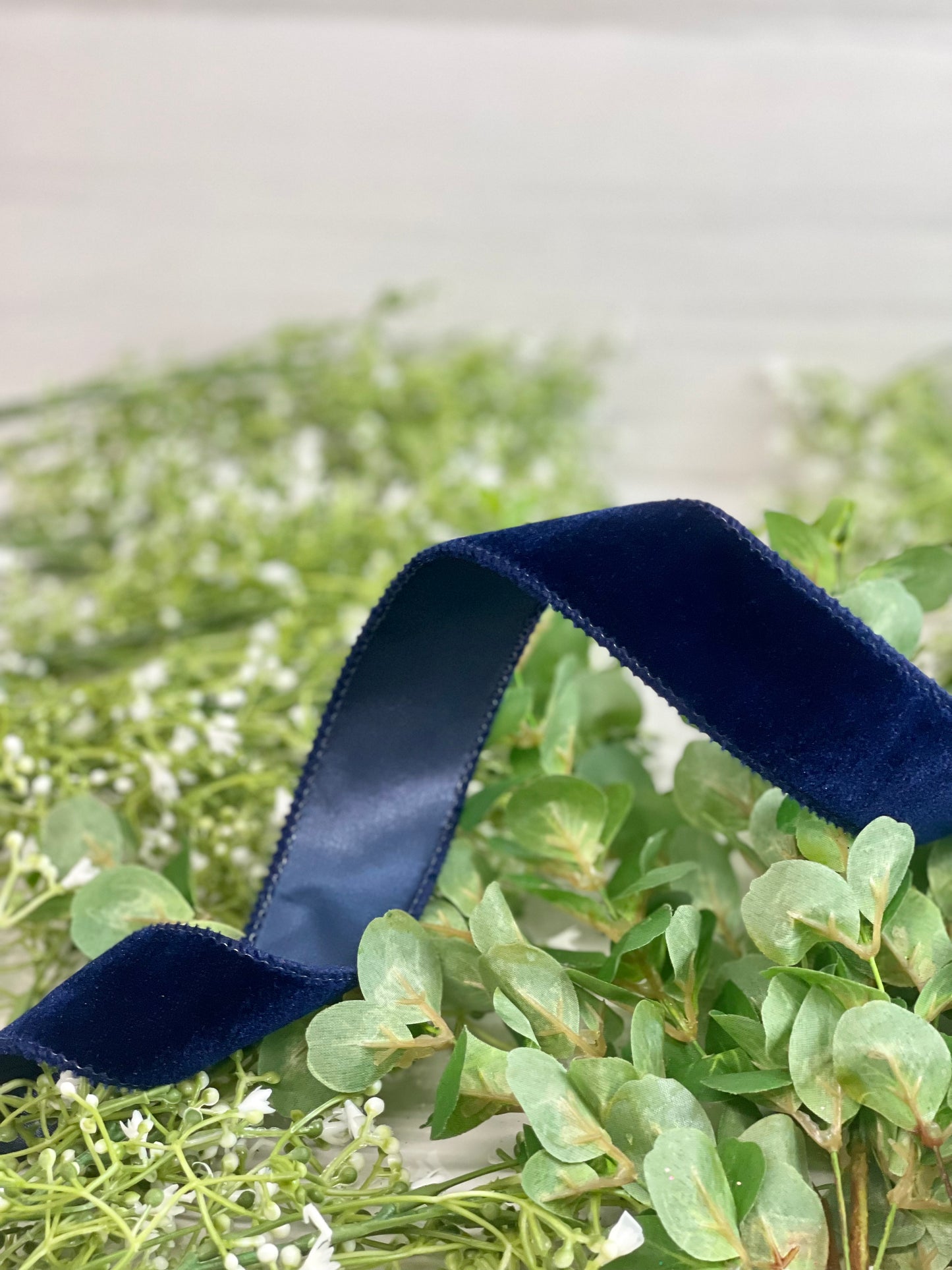 1.5 Inch By 10 Yard Navy Blue Velvet Ribbon With Satin Backing