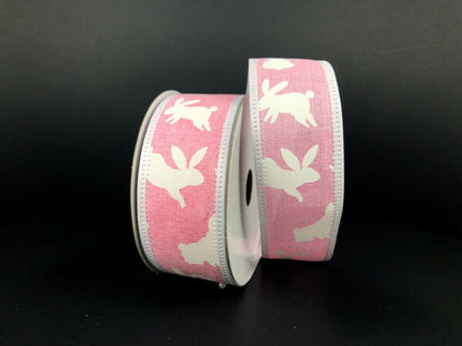 1.5 Inch By 10 Yard Pink And White Rabbit Ribbon