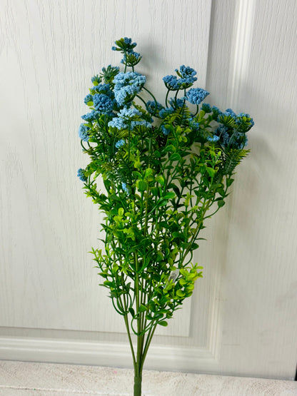 19 Inch Blue Queen Ann Lace Floral Bush