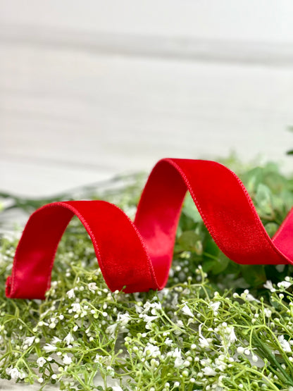 1.5 Inch By 10 Yard Red Velvet Ribbon With Satin Backing