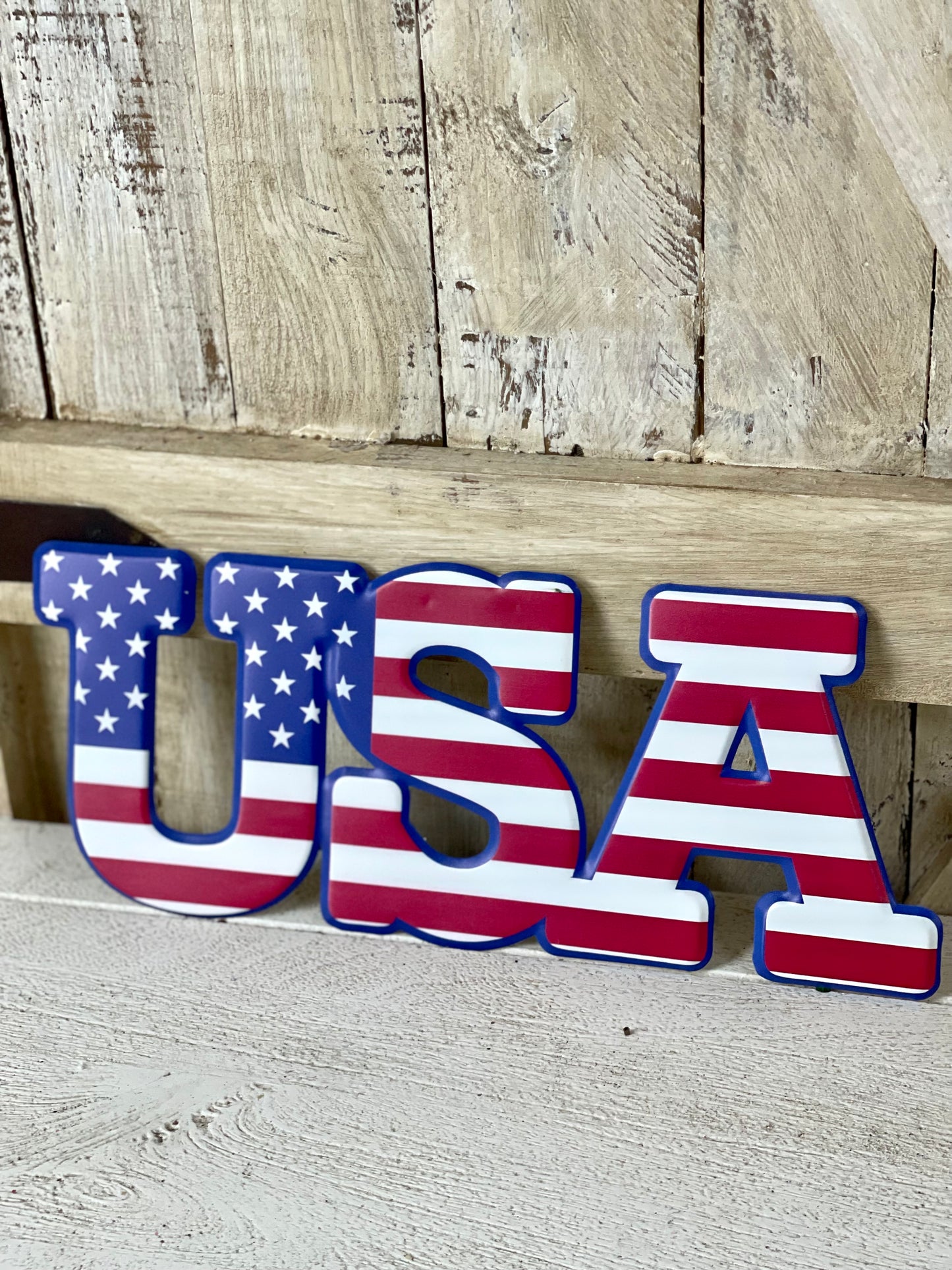 USA Flag Metal Wreath Sign