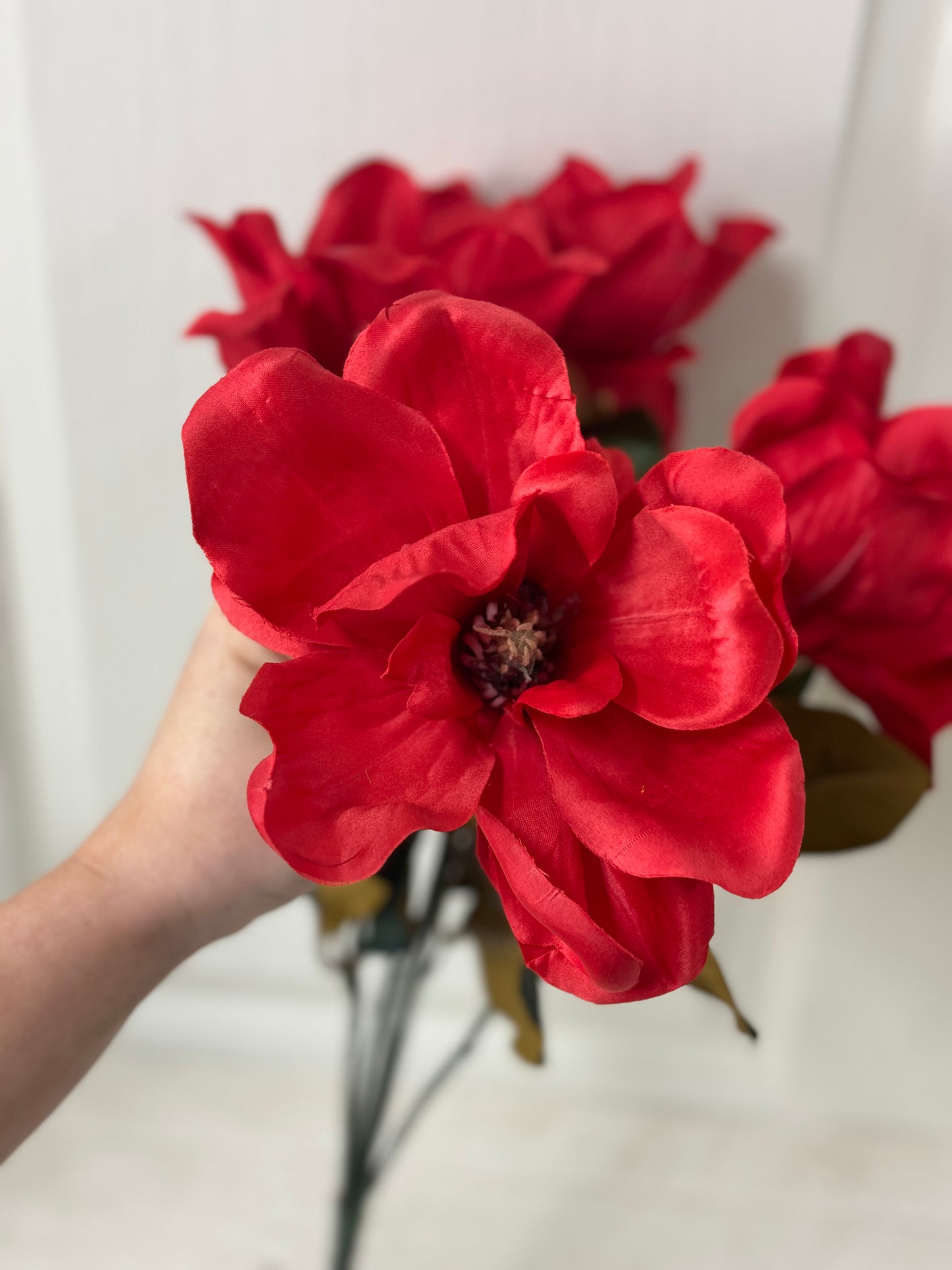 23 Inch Red Magnolia Floral Bush