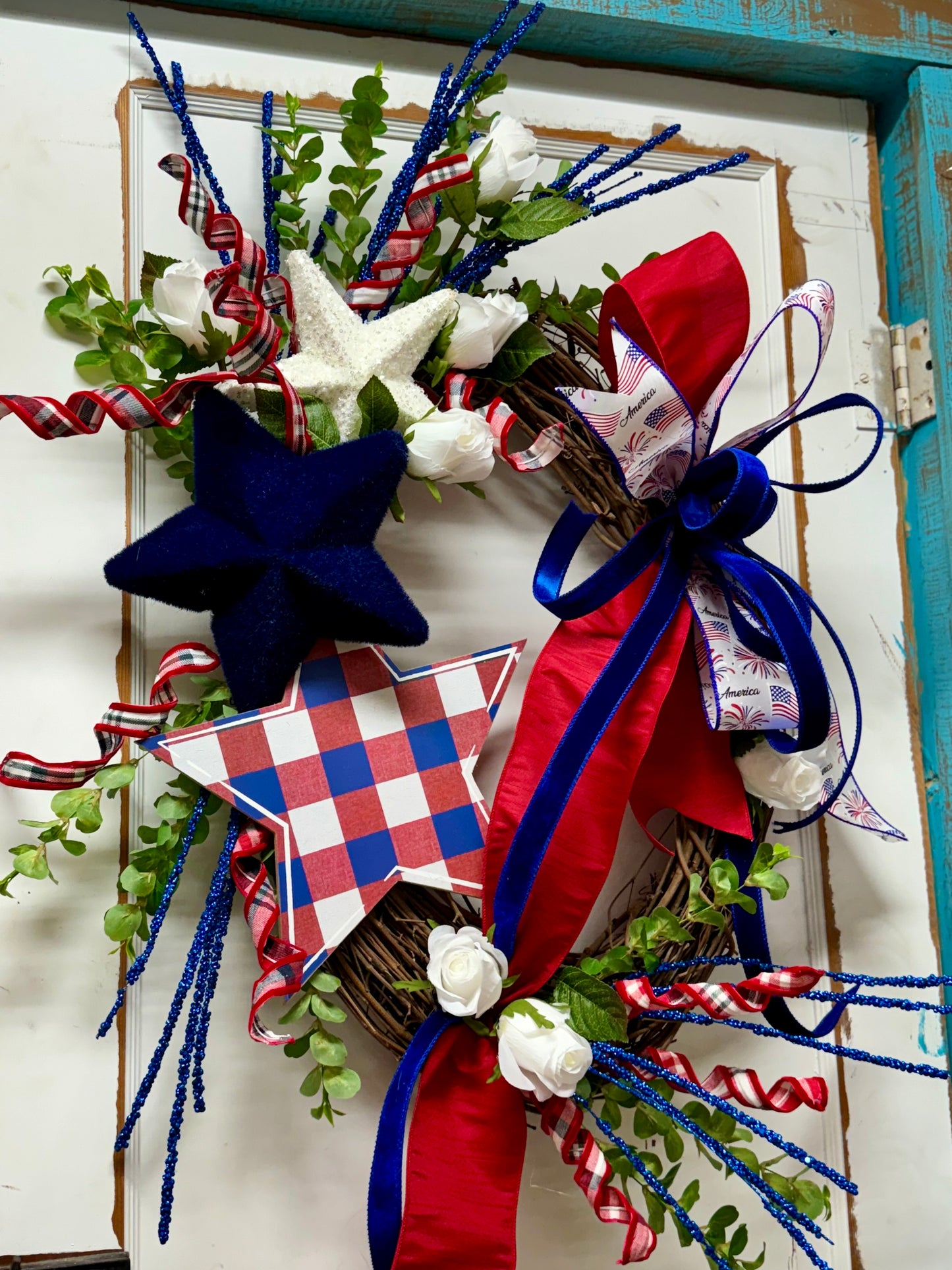 Patriotic Star Grapevine Premade Wreath