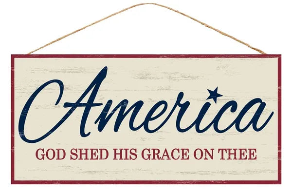 12.5 Inch America God Shed His Grace Wood Sign