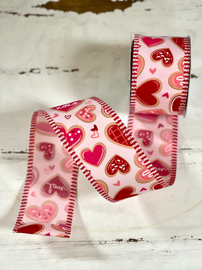 2.5 Inch By 10 Yard Valentine Cookies Ribbon