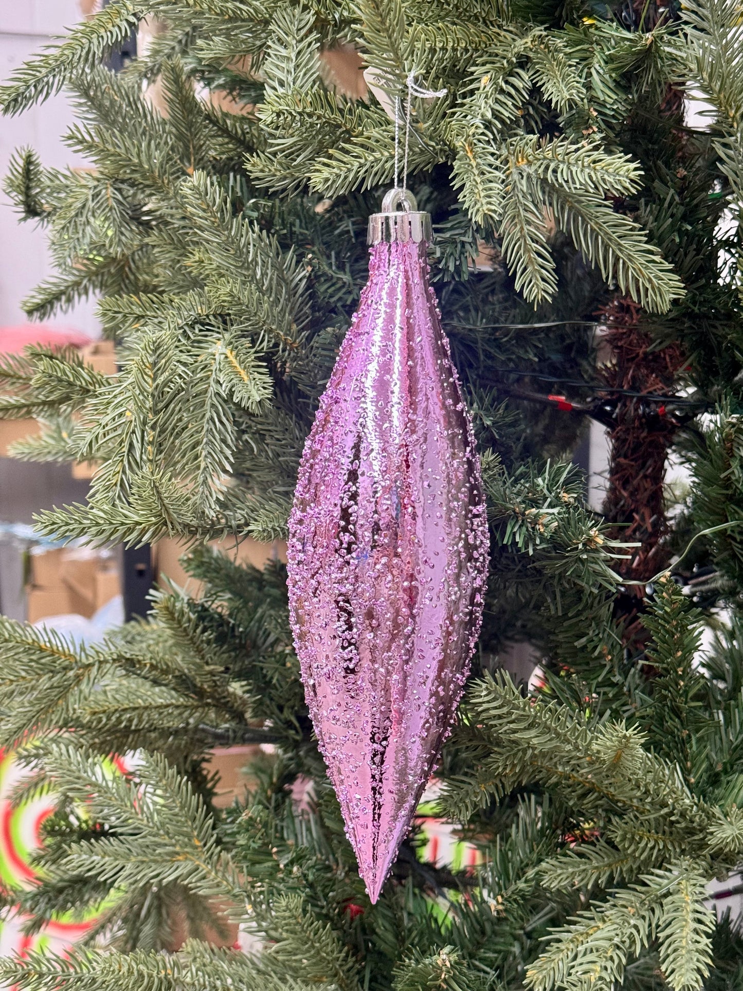 10.5 Inch Pink Ice Finial Ornament