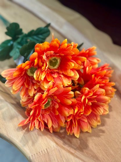 21 Inch Orange Gerbera Daisy Floral Bush