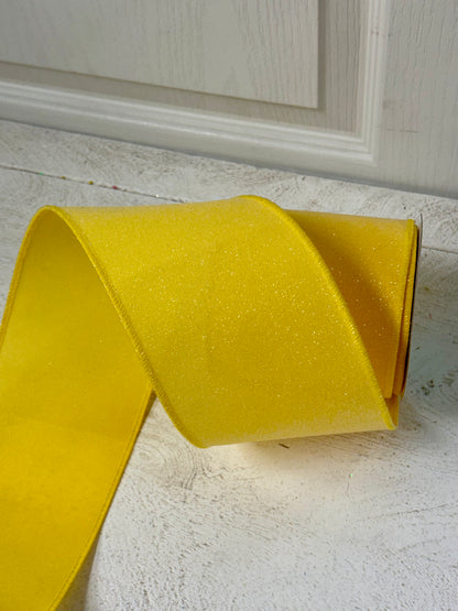 4 Inch By 10 Yard Yellow Crystal Shine Ribbon