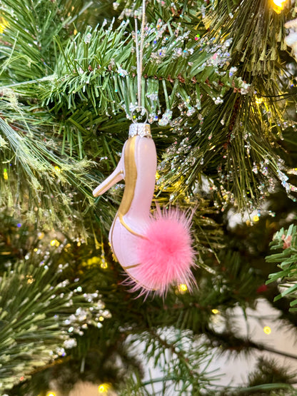 Pink High Heel Glass Ornament