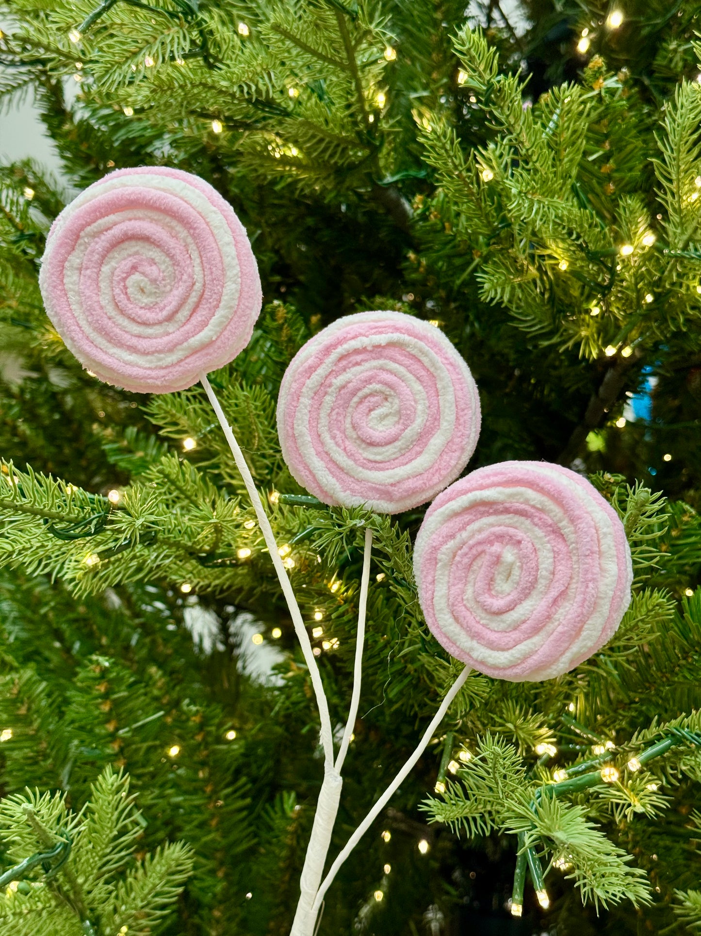 19 Inch Pink And White Chenille Candy Spray
