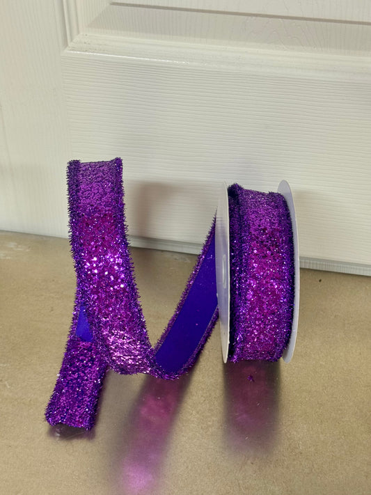 1.5 Inch By 10 Yard Purple Large Glitter Tinsel Ribbon