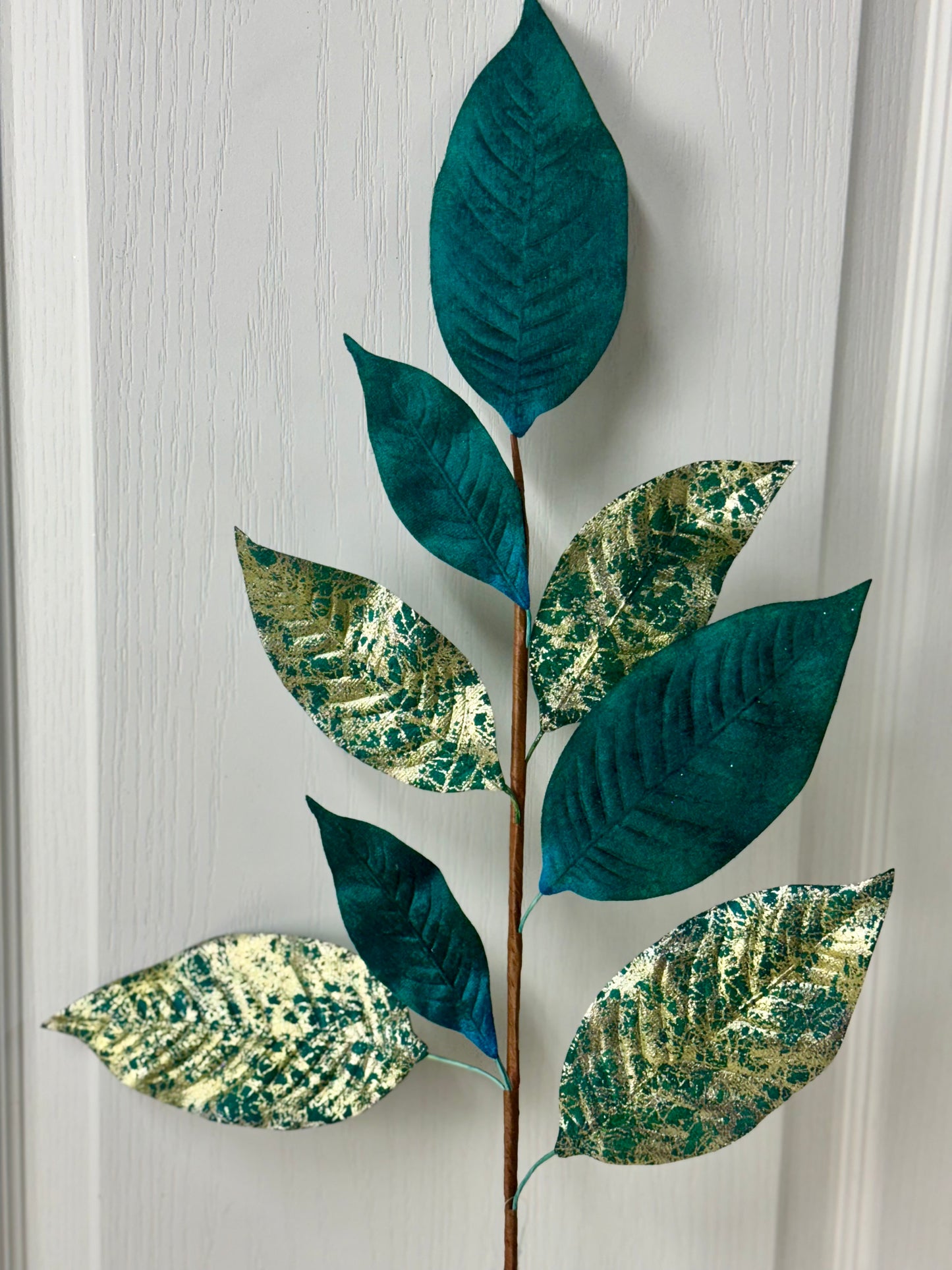 27 Inch India Blue Magnolia Leaf Spray