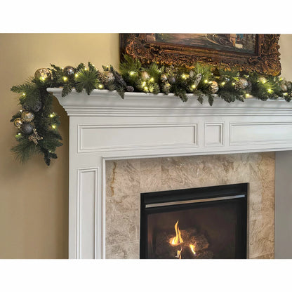 9 Foot Pre-lit Christmas Artificial Garland With Twinkling LED Lights