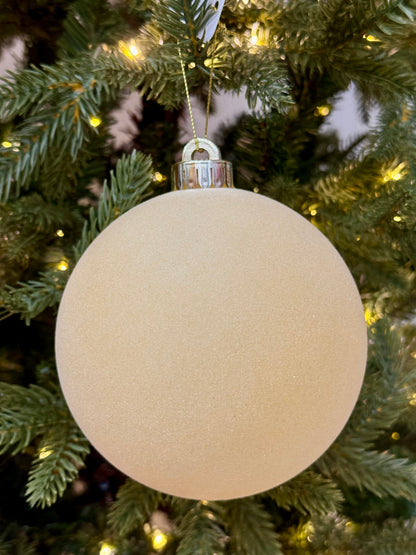 5 Inch Cream Smooth Flocked Ornament Ball