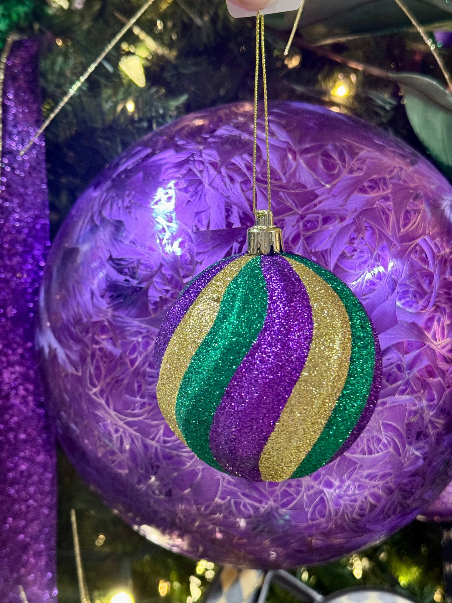 3 Inch Mardi Gras Swirl Ornament Ball