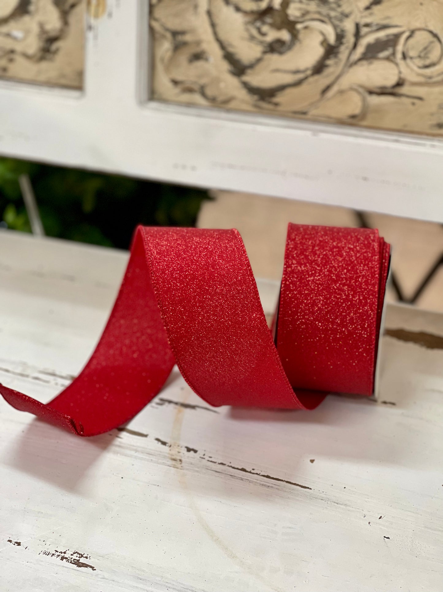 2.5 Inch By 10 Yard Red Fine Glitter Faux Ribbon – TMIGifts