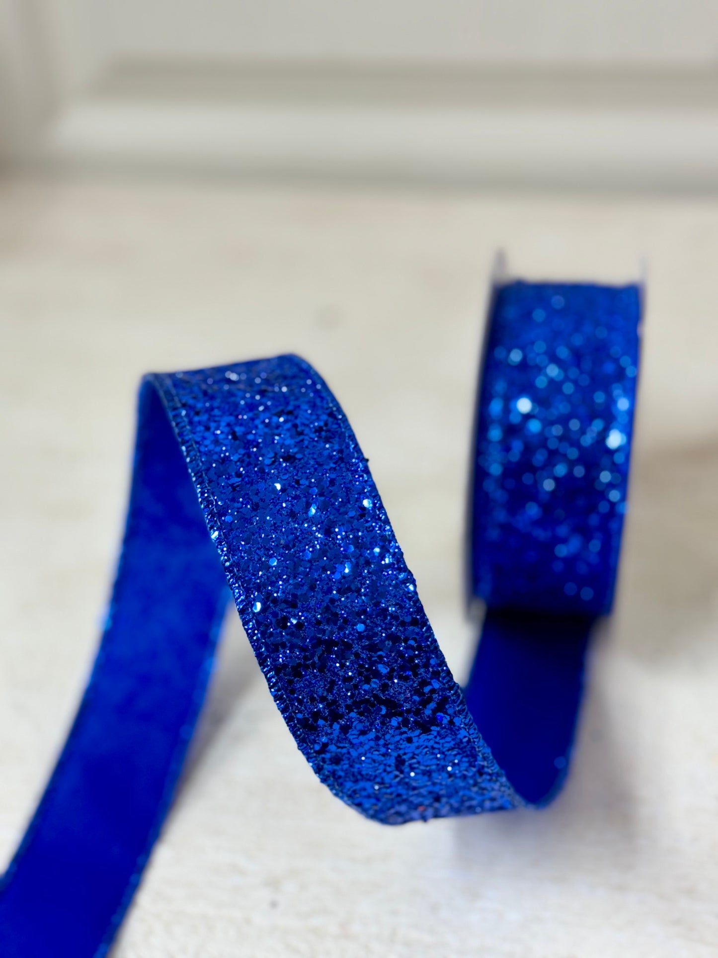 1.5 Inch By 10 Yard Royal Blue Large Glitter Ribbon