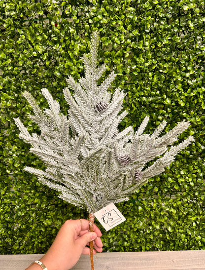 19 Inch Flocked Norfolk Pine With Cones Bush