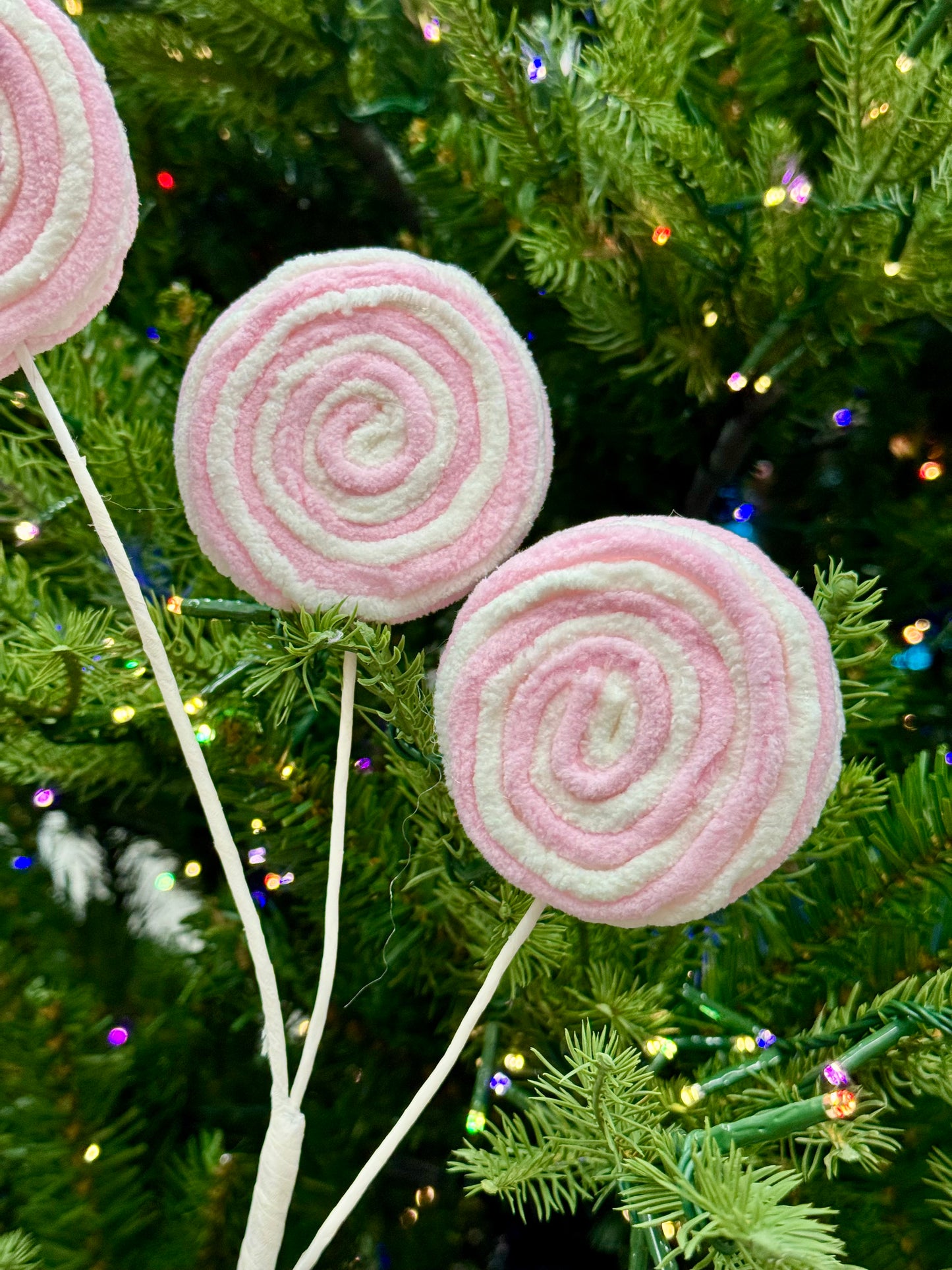 19 Inch Pink And White Chenille Candy Spray