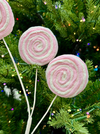 19 Inch Pink And White Chenille Candy Spray