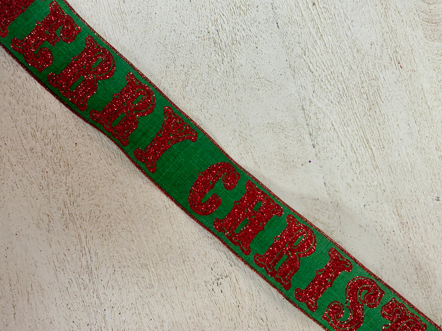 2.5 Inch By 10 Yard Emerald Green And Red Merry Christmas Ribbon