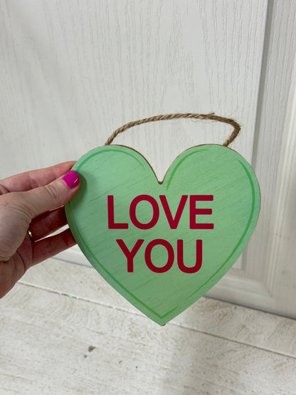 6 Inch Conversation Hearts Wreath Signs Five Assorted Colors