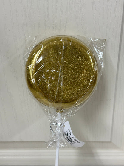 5 Inch Gold Glitter Lollipop With Stick