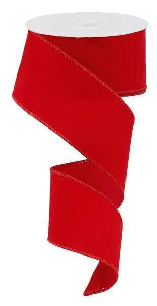 2.5 Inch By 50 Yard Red Indoor Velvet Ribbon