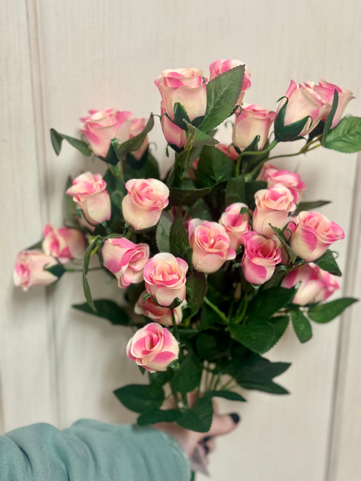 19 Inch Pink Rose Bud Bush