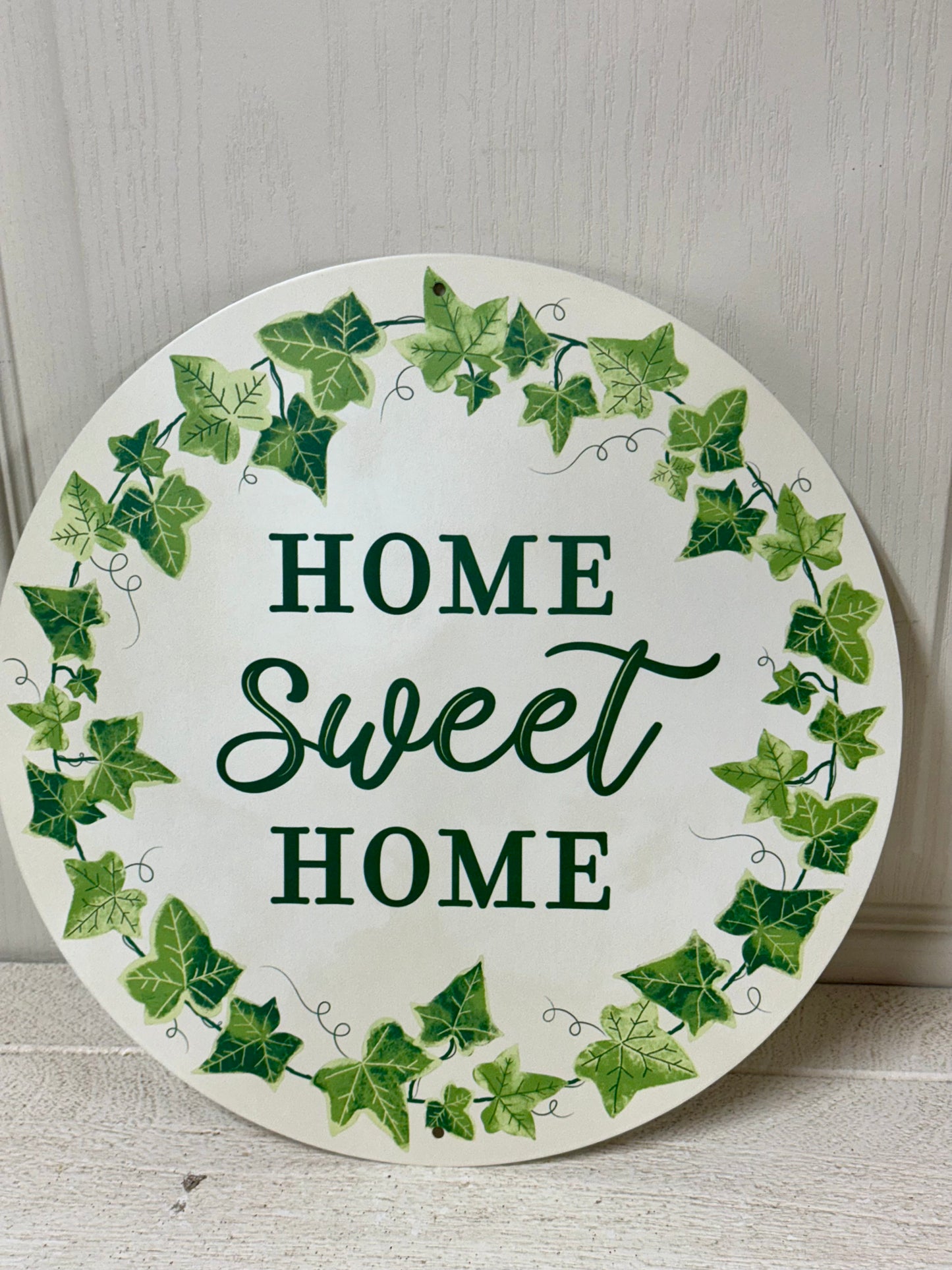 12 Inch Home Sweet Home With Ivy Round Metal Sign